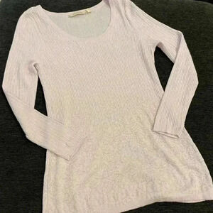 Soft Surroundings Womens Lavender Jacquard Aida Tunic Sweater Size S